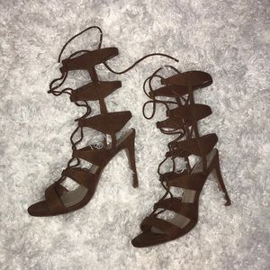 ✨Sasha lace up cognac heels